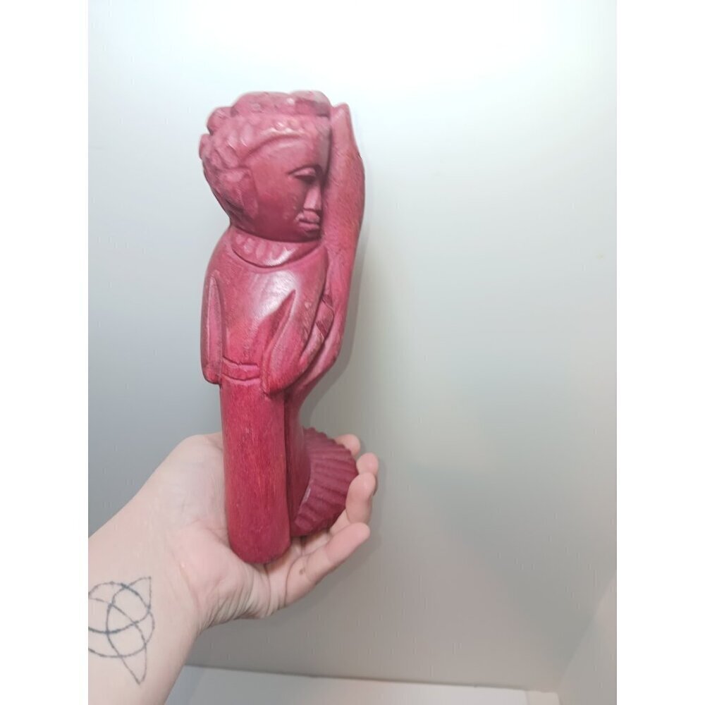 Hand Carved Hand Crafted Red Wood Religious Sculpture Of Isiah 49:16